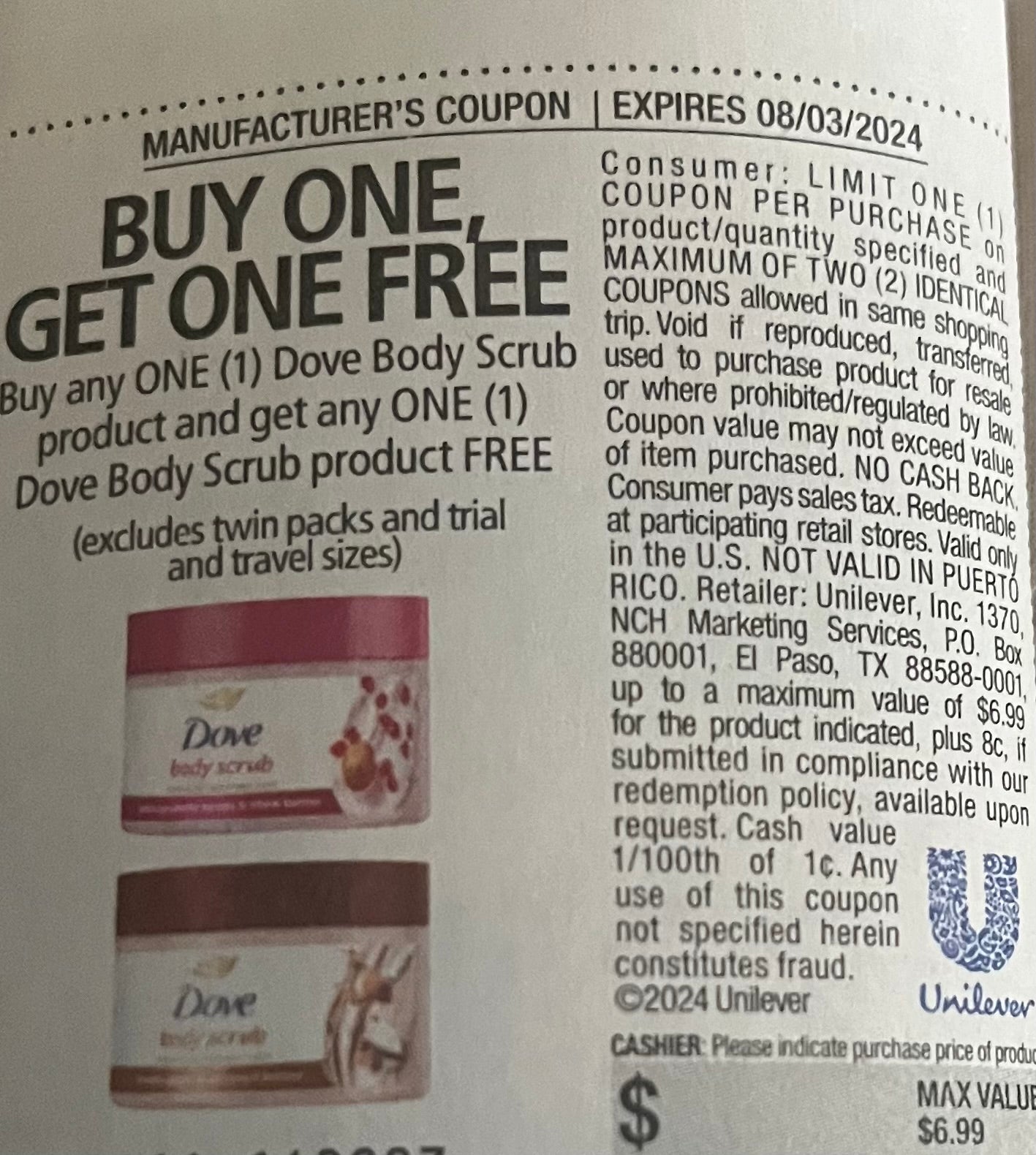 B1G1 Dove Body Scrub product get one dove body scrub product free  expn (20)Save 7/21